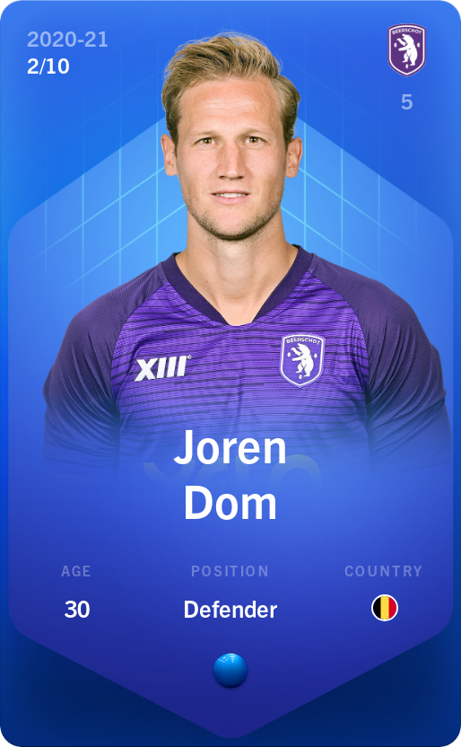 Sorare - Sorare Official - Joren Dom 2020-21 • Super Rare 2/10 - NFT # 54586643908933825701167625699452273953976822096709428320586764130078624142003