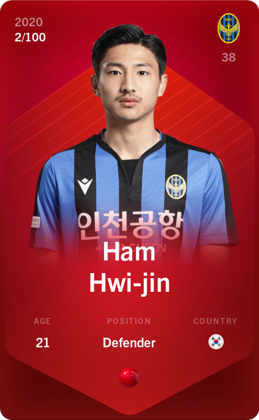 Sorare - Sorare Official - Ham Hwi-jin 2020-21 • Rare 2/100 - NFT # 53403003197287376489308287207298372290102942514586479587877664442819897464364