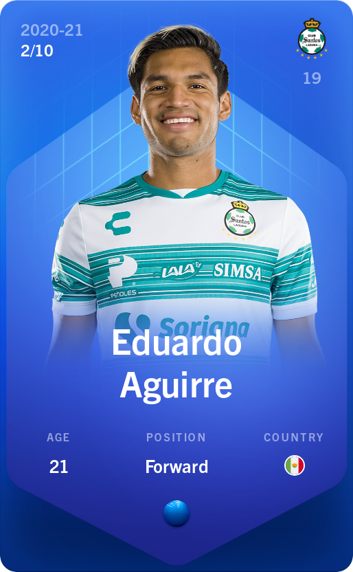 Sorare - Sorare Official - Eduardo Aguirre 2020-21 • Super Rare 2/10 - NFT # 99568326054029438753226022473878745528291061415154800148921299855958086707560