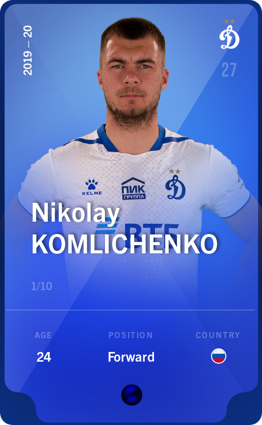 Sorare - Sorare Official - Nikolay Komlichenko 2019-20 • Super Rare 1/10 - NFT # 62849149564734121118355532000005310208087583926467222108935707713751592062097