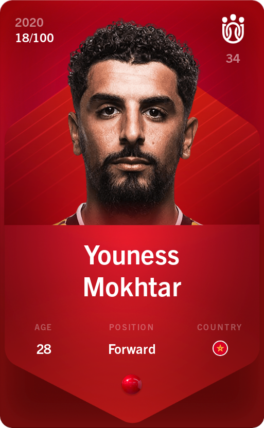 Sorare - Sorare Official - Youness Mokhtar 2020-21 • Rare 18/100 - NFT # 113126498619563283680731195292526620564737464248695103311394420040333941996044