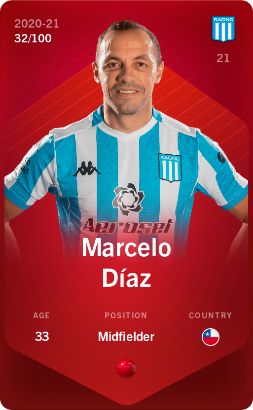 Sorare - Sorare Official - Marcelo Díaz 2020-21 • Rare 32/100 - NFT # 45437236545907311636818673029076494946883402491014365384656201905106951063688