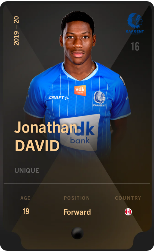 Sorare - Sorare Official - Jonathan David 2019-20 • Unique - NFT # 14134589329563735177063546158679992511985760362974810401326688894299810948520