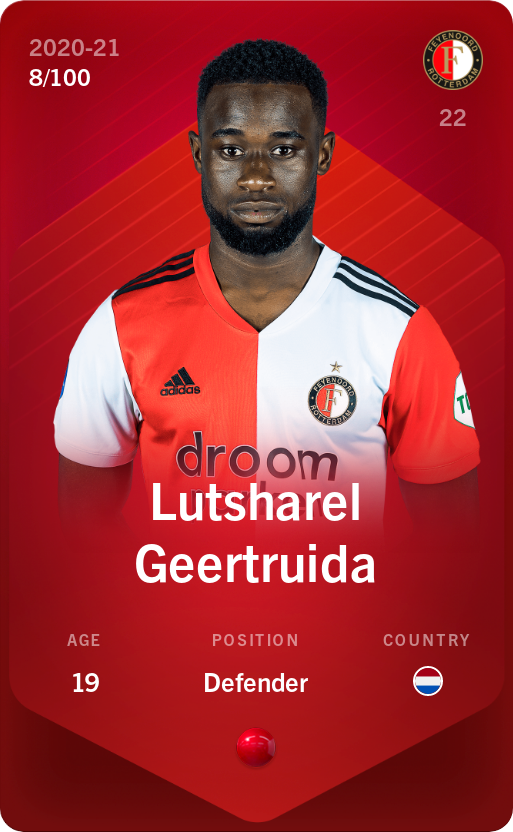 Sorare - Sorare Official - Lutsharel Geertruida 2020-21 • Rare 8/100 - NFT # 90558280840852598956799375252094241042497779448739391925011080445848244191148