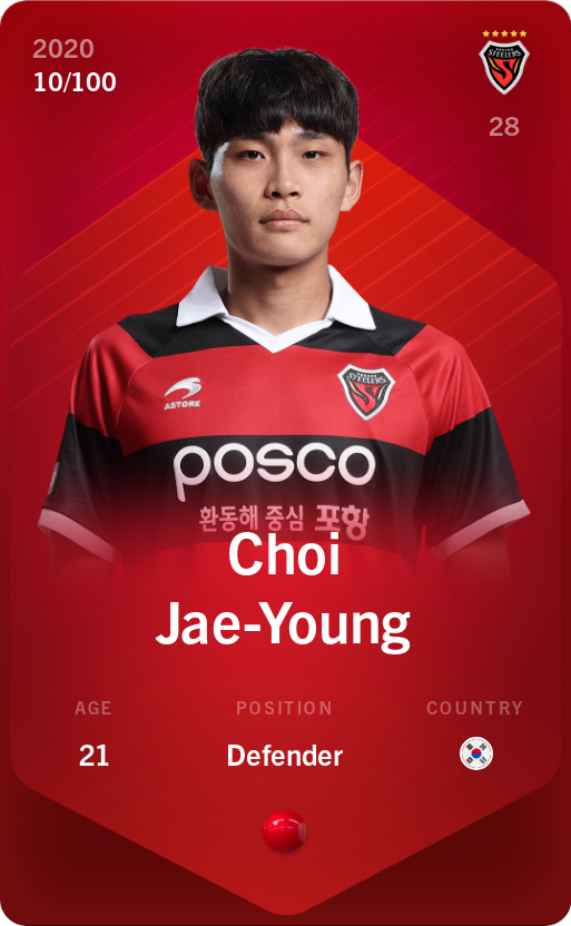 Sorare - Sorare Official - Choi Jae-Young 2020-21 • Rare 10/100 - NFT # 82401572548051054756269159584028367140169843177682924381052691361150793265555
