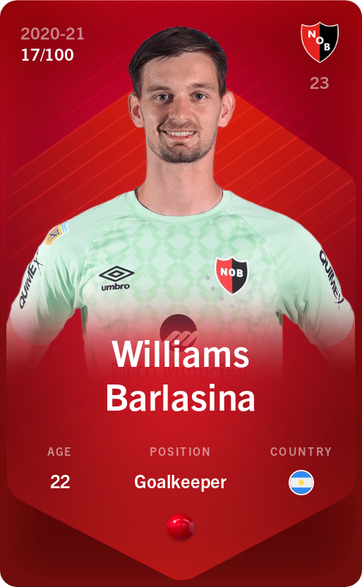Sorare - Sorare Official - Williams Barlasina 2020-21 • Rare 17/100 - NFT # 62265195725463860465526817383688082223662681352028252956603897720552147609920