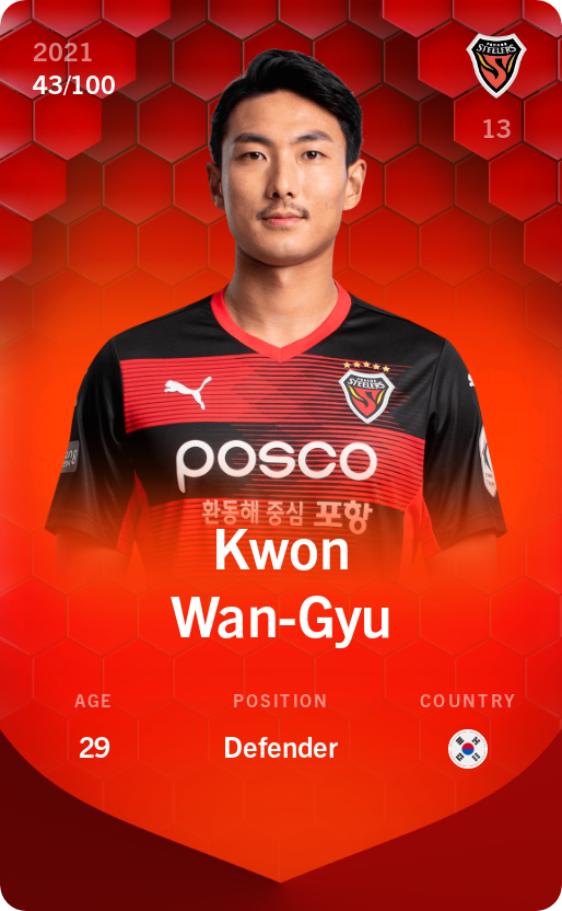 Sorare - Sorare Official - Kwon Wan-Gyu 2021-22 • Rare 43/100 - NFT # 20871918377946095872343482412172176800186073339497449541661249027212902747653