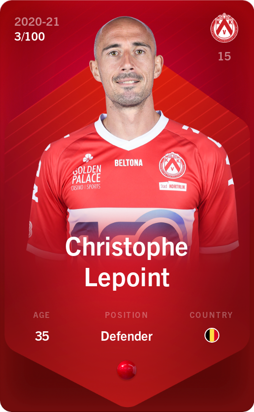 Sorare - Sorare Official - Christophe Lepoint 2020-21 • Rare 3/100 - NFT # 87825890468136971676831515810940472843804980092461911173375182539930198075668