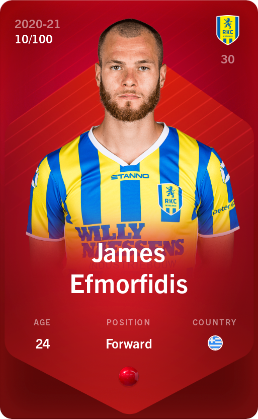 Sorare - Sorare Official - James Efmorfidis 2020-21 • Rare 10/100 - NFT # 95167115148479873232944081892324533390266370627962522006974215721378656941810