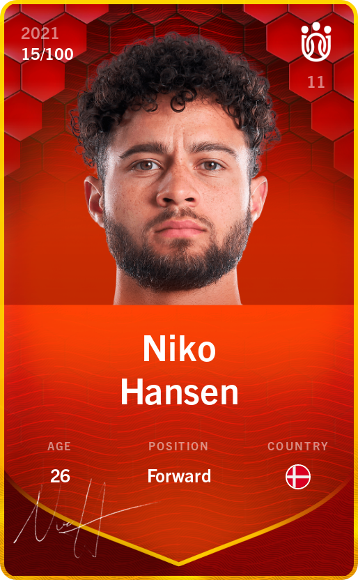 Sorare - Sorare Official - Niko Hansen 2021-22 • Rare 15/100 - NFT # 105486969793042713359685322893579775796739730796670554063325999033531645105015