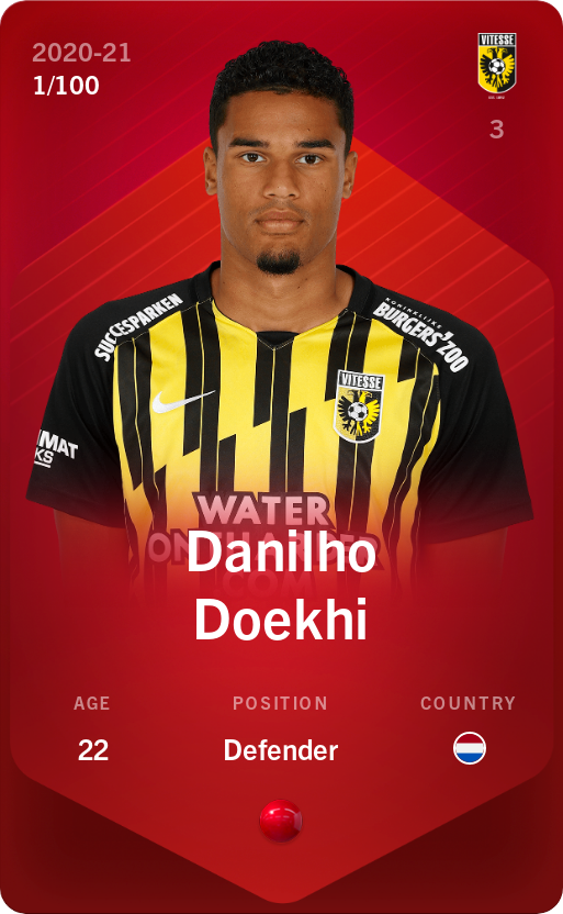Sorare - Sorare Official - Danilho Doekhi 2020-21 • Rare 1/100 - NFT # 89940980373882891689904979096342688566104699424495806905522588368477012452796