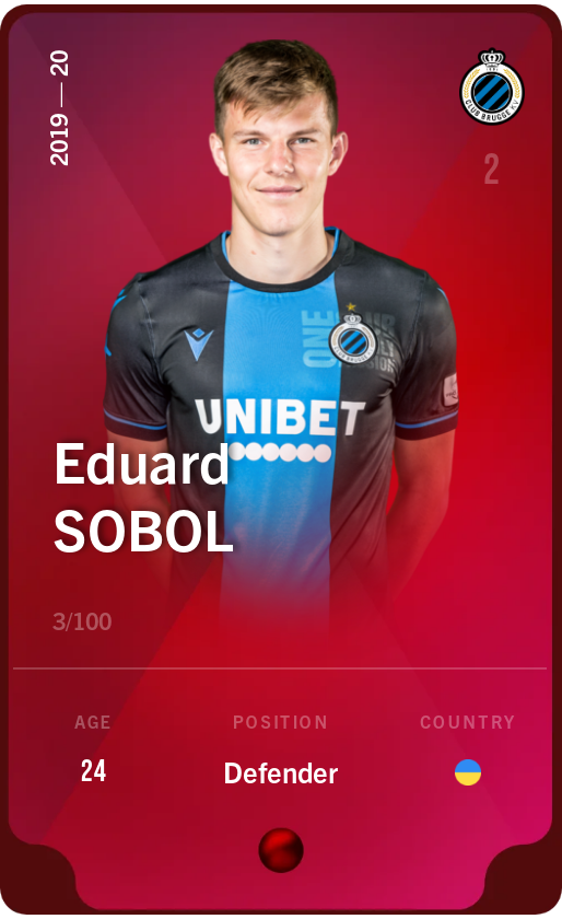 Sorare - Sorare Official - Eduard Sobol 2019-20 • Rare 3/100 - NFT # 101392705581263489992212230431014137874536519474922664398570501586363557752217