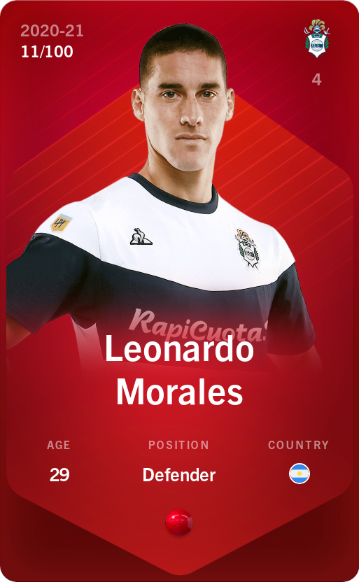 Sorare - Sorare Official - Leonardo Morales 2020-21 • Rare 11/100 - NFT # 69500092682885441219092755383870394732971224323189960672957323849032243155026