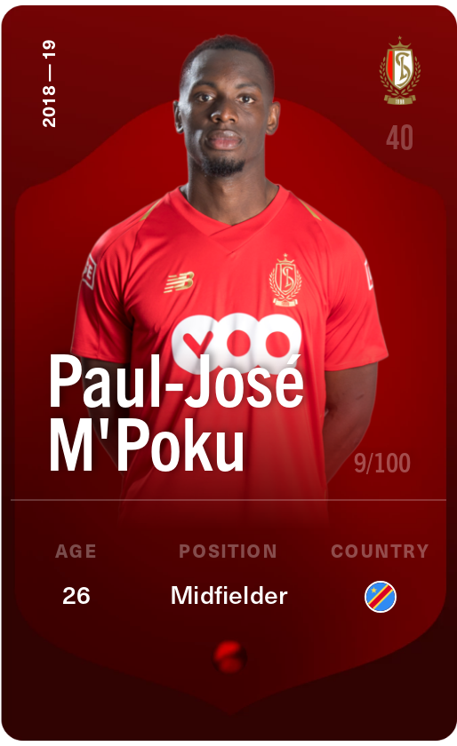 Sorare - Sorare Official - Paul-José M'Poku 2018-19 • Rare 9/100 - NFT # 58558283108349587167936554879319189276947326896199465436434142463696370978624