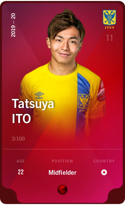 Sorare - Sorare Official - Tatsuya Ito 2019-20 • Rare 3/100 - NFT # 7312649889778328278530857807580984304465331592407048465029391697205224134439