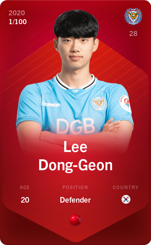 Sorare - Sorare Official - Lee Dong-Geon 2020-21 • Rare 1/100 - NFT # 100471767405460815456949118164371615322755489236132774848734859918549753662699