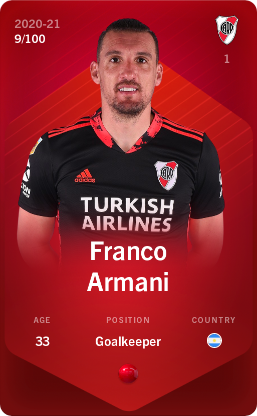 Sorare - Sorare Official - Franco Armani 2020-21 • Rare 9/100 - NFT # 32737886522432799814060305605330165777358646441884907578229010612657810978658