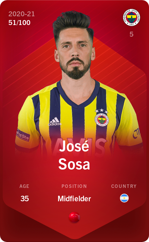 Sorare - Sorare Official - José Sosa 2020-21 • Rare 51/100 - NFT # 49641626922879225888386392326133700675752636803813475517255771097894558380389