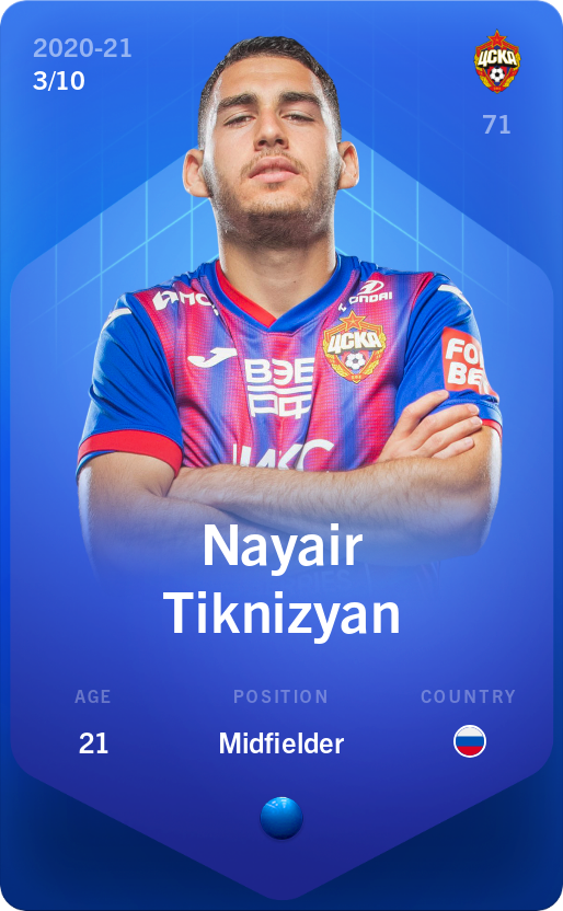 Sorare - Sorare Official - Nayair Tiknizyan 2020-21 • Super Rare 3/10 - NFT # 96345138083200616467546803232475123265299070708069396670194160360288330164236