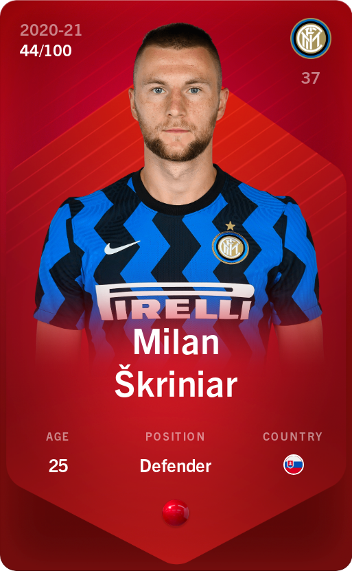 Sorare - Sorare Official - Milan Škriniar 2020-21 • Rare 44/100 - NFT # 50518476866911076177688504859209362636300243513896108401104334779424138364883