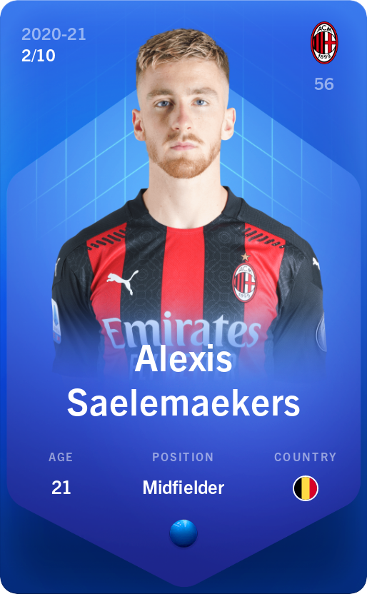Sorare - Sorare Official - Alexis Saelemaekers 2020-21 • Super Rare 2/10 - NFT # 77529280709702497395646184198087450185244243095585890043037105993963275290811