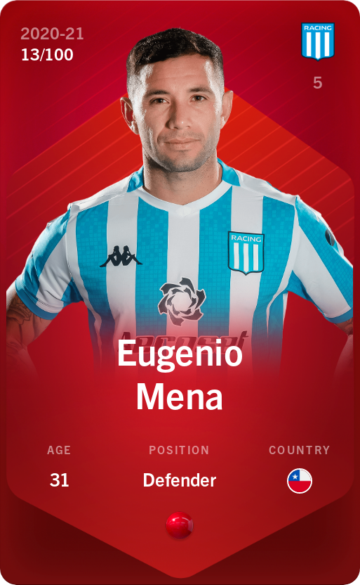 Sorare - Sorare Official - Eugenio Mena 2020-21 • Rare 13/100 - NFT # 48142571316376910286738610066021392422550891713098630593681706986352382129980