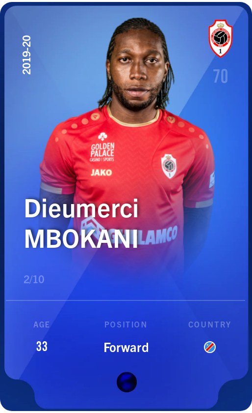 Sorare - Sorare Official - Dieumerci Mbokani 2019-20 • Super Rare 2/10 - NFT # 86441718032905057397291375569964182863408824437353370437535152681804968149638