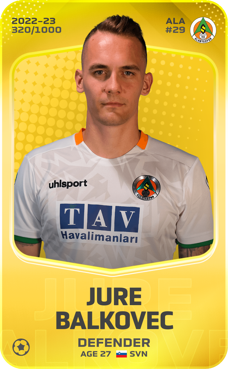 Sorare - Sorare Official - Jure Balkovec 2022-23 • Limited 320/1000 - NFT # 94906696561651753418762018687960703338976501120375819076142102036724492283866