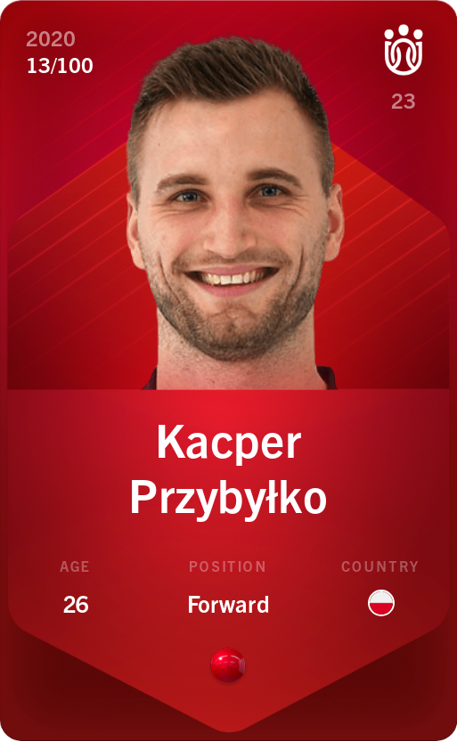 Sorare - Sorare Official - Kacper Przybyłko 2020-21 • Rare 13/100 - NFT # 50550475609918325809335516319497697404713918449494713475803583056758722272684