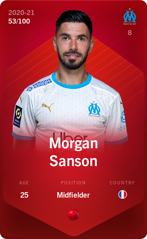 Sorare - Sorare Official - Morgan Sanson 2020-21 • Rare 53/100 - NFT # 88956414495197160379963701768383395107136172950677941393550526974660336011444