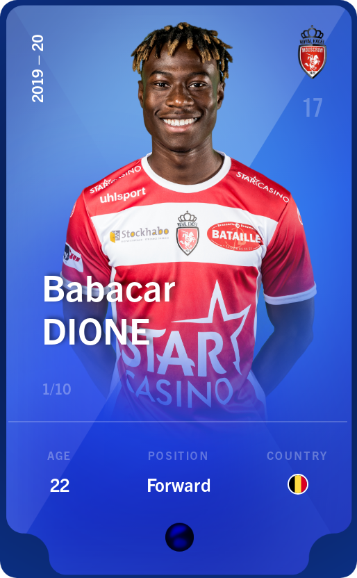 Sorare - Sorare Official - Babacar Dione 2019-20 • Super Rare 1/10 - NFT # 3655665555648711115308139988025771097327827805324829519422141944404142182386