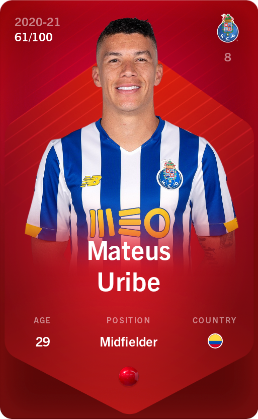 Sorare - Sorare Official - Mateus Uribe 2020-21 • Rare 61/100 - NFT # 26805898133595705078774220214968278321799742518442274871216428840464163968831