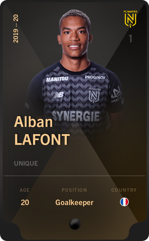 Sorare - Sorare Official - Alban Lafont 2019-20 • Unique - NFT # 73402977693433427252326221804617396222005453478515325658323799676502518156480