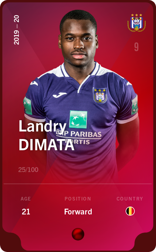 Sorare - Sorare Official - Landry Dimata 2019-20 • Rare 25/100 - NFT # 64519304585501225525395066251508790068515219855674314896456013357354617873535