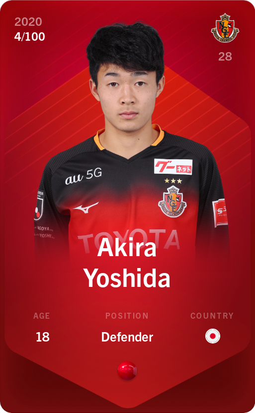 Sorare - Sorare Official - Akira Yoshida 2020-21 • Rare 4/100 - NFT # 3764968203471290036892577312972491419319702317221795072238578851744079096490