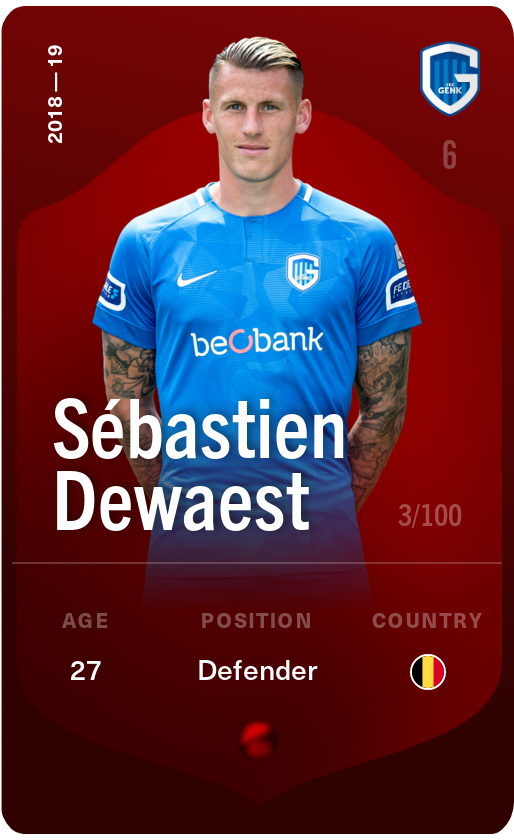 Sorare - Sorare Official - Sébastien Dewaest 2018-19 • Rare 3/100 - NFT # 30821317493526643796267006384600846345139659192963787275413350645231048555398