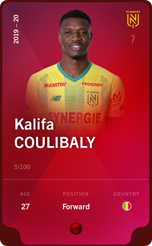 Sorare - Sorare Official - Kalifa Coulibaly 2019-20 • Rare 5/100 - NFT # 14888443090317524867940260644689421917518846978641202428639413086797245511858