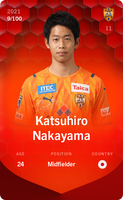 Sorare - Sorare Official - Katsuhiro Nakayama 2021-22 • Rare 9/100 - NFT # 57086126905659724317672161298303953204491184648539841525943300233189670352629