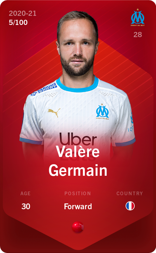 Sorare - Sorare Official - Valère Germain 2020-21 • Rare 5/100 - NFT # 19622714643553416794426860179596634523823849804416017308878881985038751838577
