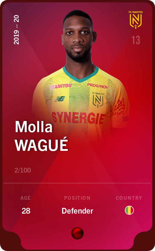 Sorare - Sorare Official - Molla Wagué 2019-20 • Rare 2/100 - NFT # 89235036708475181770712563783092049958849268220400891955781353078745400345423