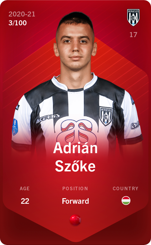 Sorare - Sorare Official - Adrián Szőke 2020-21 • Rare 3/100 - NFT # 71289123174899862711617947930038667640811994956562869322177060004108113856276