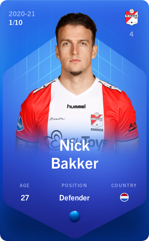 Sorare - Sorare Official - Nick Bakker 2020-21 • Super Rare 1/10 - NFT # 52286216359749935358708760499913270154436952327168248236031087883138569552583