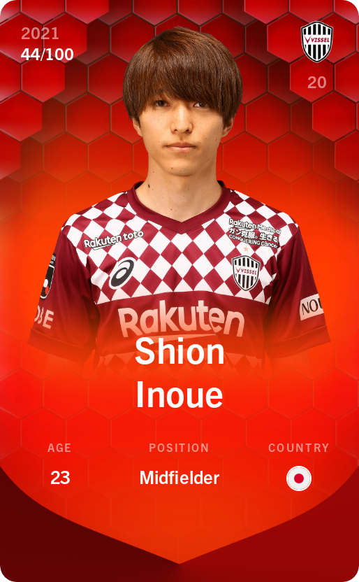 Sorare - Sorare Official - Shion Inoue 2021-22 • Rare 44/100 - NFT # 5249335679141415636263158732308288077868188961762534197830026844336274230894