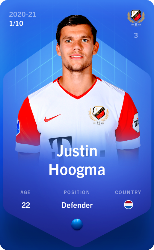 Sorare - Sorare Official - Justin Hoogma 2020-21 • Super Rare 1/10 - NFT # 83350479495056634648146092877107134749495895499495013657969488881855865018509