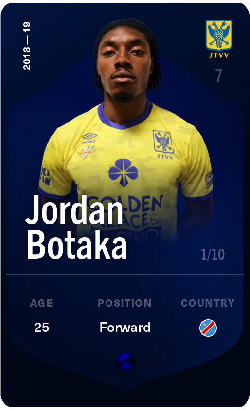Sorare - Sorare Official - Jordan Botaka 2018-19 • Super Rare 1/10 - NFT # 73402743896601081752743522252282195082318442918941320469578047096358338166115