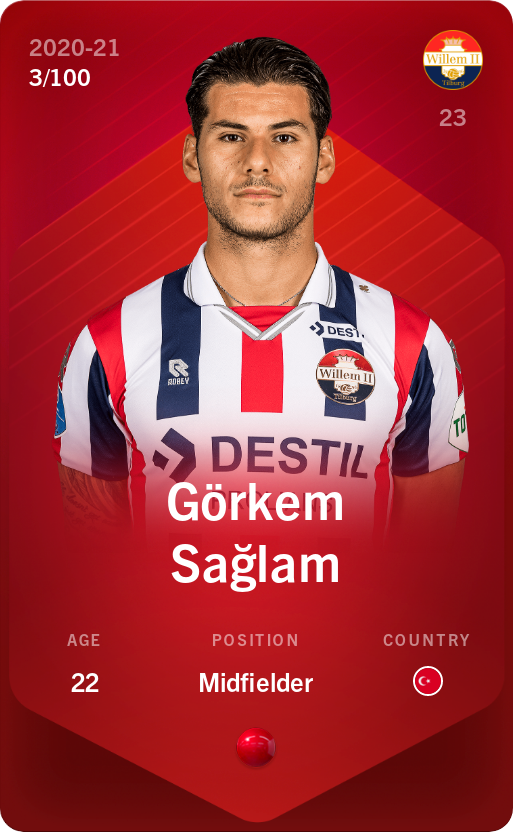Sorare - Sorare Official - Görkem Sağlam 2020-21 • Rare 3/100 - NFT # 45246387655530157172716210697932030518431633045967081057322356202698492890867