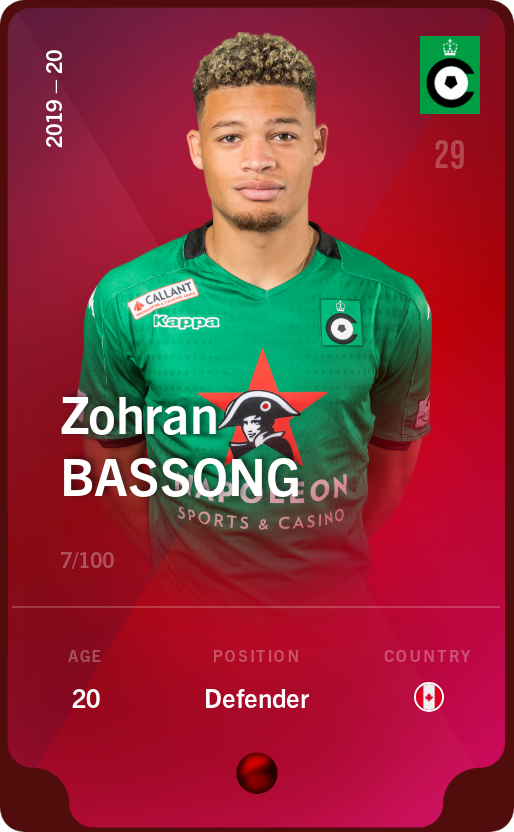 Sorare - Sorare Official - Zohran Bassong 2019-20 • Rare 7/100 - NFT # 72129551029384283438977103823894079525566012811456253468705527998150337051644