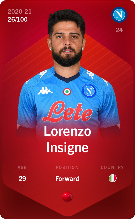 Sorare - Sorare Official - Lorenzo Insigne 2020-21 • Rare 26/100 - NFT # 99800396419265170085663299369986130165966940772172629711514805252083187890824