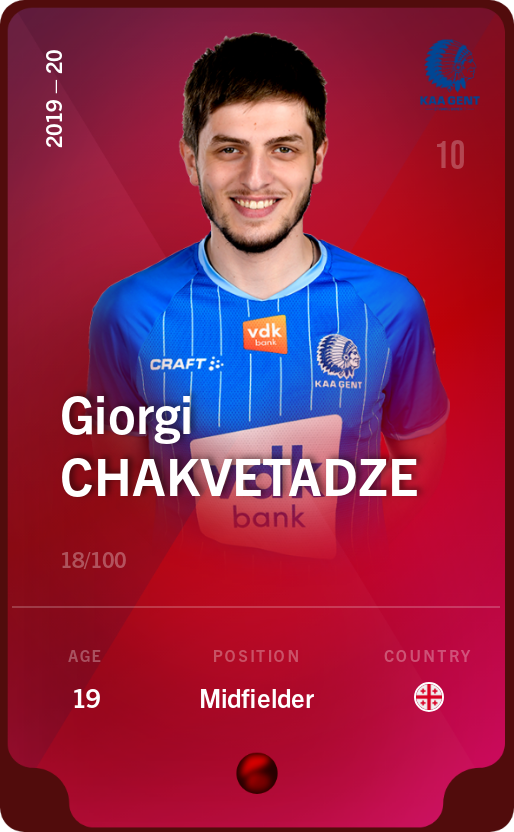 Sorare - Sorare Official - Giorgi Chakvetadze 2019-20 • Rare 18/100 - NFT # 26560046067679518065686614270783932118423757734655354870047047547207290128291