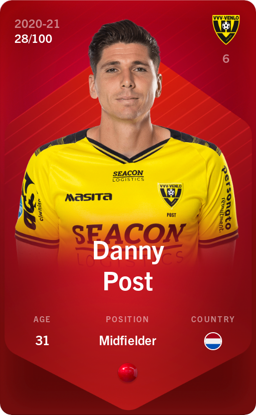 Sorare - Sorare Official - Danny Post 2020-21 • Rare 28/100 - NFT # 90124401696332190758590729365914003410656250083428545121148503228637379070306